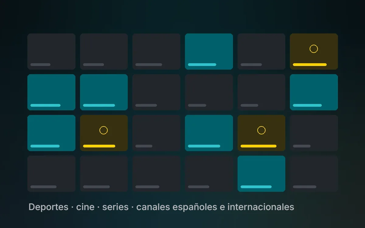 Mosaico de los canales IPTV incluidos: deportes, cine y series en XCIPTV