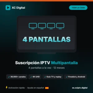Suscripción IPTV 4 pantallas para toda la casa